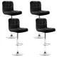 Artiss 4x Black Bar Stools PU Leather, Gas Lift, 360° Swivel, Chrome Base, Chequered Backrest, Adjustable Height