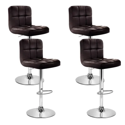 Artiss Set of 4 Bar Stools PU Leather Gas Lift Adjustable Height 360° Swivel Chocolate Brown with Footrest Artiss Set of 4 Bar Stools PU Leather Gas Lift Adjustable Height 360° Swivel Chocolate Brown with Footrest