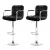 Artiss 2x Black Leather Bar Stools w/ Armrest, Gas Lift, 360° Swivel, Chequeered Backrest, 68-81cm Adjustable Height