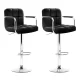 Artiss 2x Black Leather Bar Stools w/ Armrest, Gas Lift, 360° Swivel, Chequeered Backrest, 68-81cm Adjustable Height