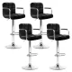 Artiss 4x Bar Stools Black Leather Gas Lift with Armrest, 360° Swivel, Chrome Base, Adjustable Height, PU Upholstery