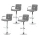Artiss 4x Noa Bar Stools with Armrest, Grey Faux Linen, Adjustable Gas Lift, 360° Swivel, Chrome Finish, 150kg Capacity