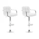 Artiss Set of 2 White Leather Bar Stools w/ Armrest, Gas Lift, Swivel, Chrome Base - Modern Kitchen & Dining Seating