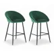 Artiss Set of 2 Velvet Bar Stools - Green, Ergonomic Tub Design, Metal Frame, 64cm Seat Height, Anti-Slip Protectors Artiss Set of 2 Velvet Bar Stools - Green, Ergonomic Tub Design, Metal Frame, 64cm Seat Height, Anti-Slip Protectors