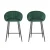 Artiss Set of 2 Velvet Bar Stools - Green, Ergonomic Tub Design, Metal Frame, 64cm Seat Height, Anti-Slip Protectors