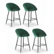 Artiss Set of 4 Green Velvet Bar Stools - Ergonomic Tub Style, Metal Frame, 64cm Seat Height, Anti-Slip Protectors