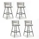 Artiss Vivien 4x Bar Stools - Elegant Ivory Velvet & Metal, 75cm Seat Height, Ergonomic Design with Cushioned Back