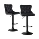 Artiss 2x Velvet Bar Stools Adjustable Height 63-83.5cm, Nailhead Trim, Metal Frame, Padded Seat, Black