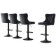Artiss 4x Velvet Bar Stools Adjustable Height 63-83.5cm, Nailhead Trim, Steel Frame, Black, Kitchen Counter Chairs