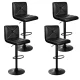 Artiss 4x Bar Stools, Black PU Leather, Adjustable Gas Lift, 360° Swivel, Heavy-Duty Footrest, 92-112cm Height Range