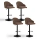 Artiss 4x Bar Stools - Shell Leather, Swivel, Gas Lift, Adjustable Height (87-108cm), Ergonomic Design, Brown