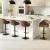 Artiss 4x Bar Stools - Shell Leather, Swivel, Gas Lift, Adjustable Height (87-108cm), Ergonomic Design, Brown