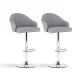 Artiss Set of 2 Grey PU Leather Swivel Bar Stools with Adjustable Gas Lift, Ergonomic Shell Design, and Metal Frame