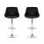 Artiss 2x Black Bar Stools - Leather Padded, Gas Lift, 360° Swivel, Rhombus Backrest, Chrome Finish, Adjustable Height