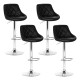 Artiss 4x Elan Bar Stools - Black PU Leather, Rhombus Backrest, 360° Swivel, Gas Lift, Chrome Finish, 66-79
