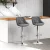 Artiss 2x Bar Stools Grey PU Leather, 360° Swivel, Gas Lift Adjustable, Chrome Finish, Foam Padded, Rhombus Backrest