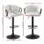 Artiss Set of 4 Adjustable Velvet Bar Stools, Ergonomic Woven Design, Gaslift, Metal Armrests, Ivory, 82-102cm Height