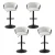 Artiss Set of 4 Adjustable Velvet Bar Stools, Ergonomic Woven Design, Gaslift, Metal Armrests, Ivory, 82-102cm Height
