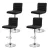 Artiss 4x Bar Stools Black Leather, Adjustable 66-79cm, Swivel, High Back, Foam Padded, Chrome, Scratch-Free Base