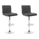 Artiss 2x Arne Bar Stools - Grey PU Leather, Gas Lift, 360° Swivel, High Backrest, Chrome Finish, 66-79cm Adjustable
