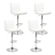 Artiss Set of 4 White Bar Stools, PU Leather, Adjustable Gas Lift, 360° Swivel, High Backrest, Chrome Finish, 66-79cm