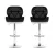 Artiss 2x Black & White Bar Stools - Adjustable Height, PU Leather, 360° Swivel, Thick Padded Seat, Chrome Finish