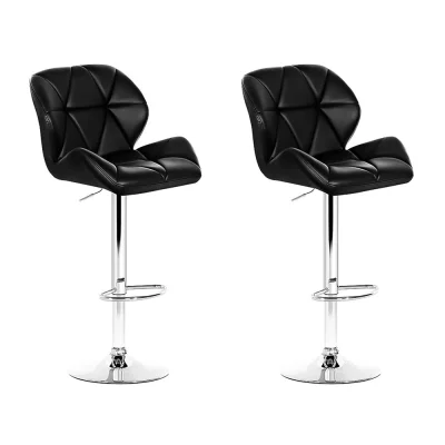 Artiss 2x Bar Stools - Adjustable Gas Lift, Padded PU Leather, 360° Swivel, Chrome Finish, Black, 69-82cm Height Artiss 2x Bar Stools - Adjustable Gas Lift, Padded PU Leather, 360° Swivel, Chrome Finish, Black, 69-82cm Height