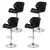 Artiss 4x Black Bar Stools - Adjustable Gas Lift, Padded PU Leather, 360° Swivel, Chrome Finish, Floor Protector