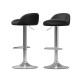 Artiss 2x Nuvo Bar Stools Black PU Leather, Adjustable Swivel with Chrome Base and Footrest, 53-74cm Seat Height
