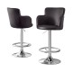 Artiss 2x Brown PU Leather Bar Stools, Swivel Adjustable Gas Lift, Chrome Steel, Full Back, 53–75cm, Set of 2