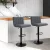 Artiss 2x Vintage Grey Bar Stools, Faux Leather, Gas Lift, 360° Swivel, High Back, Adjustable Height, Chrome Finish