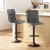 Artiss 2x Grey Vintage Leather Bar Stools, Adjustable Gas Lift, 360° Swivel, High Back, Footrest, Floor Protector