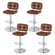 Artiss Set of 4 Brown Swivel Bar Stools - Adjustable 87-105cm, Tufted PU Leather, Metal Frame, 120kg Capacity