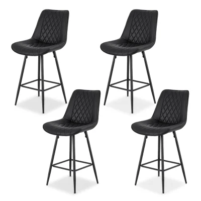 Artiss Set of 4 Black Bar Stools, 67cm Seat Height, Diamond PU Leather, Sturdy Metal Frame, Anti-Slip Protectors Artiss Set of 4 Black Bar Stools, 67cm Seat Height, Diamond PU Leather, Sturdy Metal Frame, Anti-Slip Protectors
