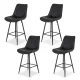 Artiss Set of 4 Black Bar Stools, 67cm Seat Height, Diamond PU Leather, Sturdy Metal Frame, Anti-Slip Protectors