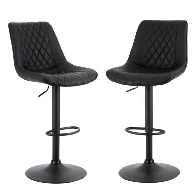 Artiss 2x Black Diamond Leather Bar Stools - Adjustable Swivel Gas Lift, Ergonomic Design, 120kg Capacity, Easy Assembly Artiss 2x Black Diamond Leather Bar Stools - Adjustable Swivel Gas Lift, Ergonomic Design, 120kg Capacity, Easy Assembly