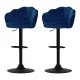 Artiss Nessah Bar Stools, Velvet Upholstery, Adjustable Height, 360° Swivel, Blue, Luxurious Clam Shell Design