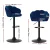 Artiss Nessah Bar Stools, Velvet Upholstery, Adjustable Height, 360° Swivel, Blue, Luxurious Clam Shell Design