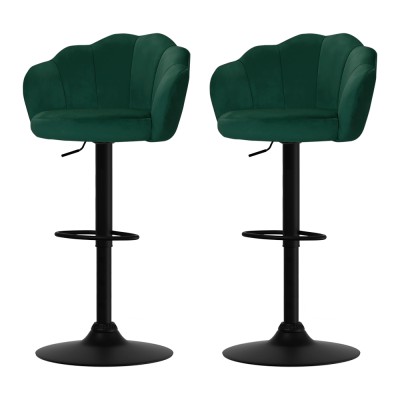 Artiss Bar Stools, Velvet Upholstery, Adjustable Height, Green, 2-Pack - Luxury Clam Shell Design with 360° Swivel Artiss Bar Stools, Velvet Upholstery, Adjustable Height, Green, 2-Pack - Luxury Clam Shell Design with 360° Swivel