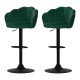 Artiss Bar Stools, Velvet Upholstery, Adjustable Height, Green, 2-Pack - Luxury Clam Shell Design with 360° Swivel