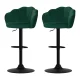 Artiss Bar Stools, Velvet Upholstery, Adjustable Height, Green, 2-Pack - Luxury Clam Shell Design with 360° Swivel