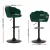 Artiss Bar Stools, Velvet Upholstery, Adjustable Height, Green, 2-Pack - Luxury Clam Shell Design with 360° Swivel