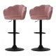 Artiss Nessah Bar Stools, Velvet, Adjustable Height, Pink, 360° Swivel, Elegant Clam Shell Design, Set of 2