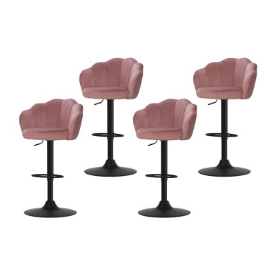 Artiss Bar Stools, Velvet Upholstery, 4x Set, Pink, Adjustable Height, Clam Shell Design, Luxurious Home Seating Artiss Bar Stools, Velvet Upholstery, 4x Set, Pink, Adjustable Height, Clam Shell Design, Luxurious Home Seating