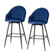 Artiss Mesial 2x Velvet Swivel Bar Stools, Blue - Elegant Design, 360° Rotation, Metal Legs, Ultimate Comfort