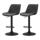 Artiss Rushal 2x Vintage Leather Bar Stools - Adjustable, 360° Swivel, Elegant Design, Black, Durable & Stylish Seating