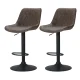 Artiss Rushal 2x Bar Stools - Vintage Leather, Adjustable Gas Lift, 360° Swivel, Elegant Diamond Design, Brown