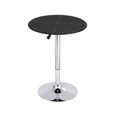 Artiss Modern 360° Swivel Bar Table – 62cm Round PVC Leather, Adjustable Height 71-91cm, Black, Durable & Stylish