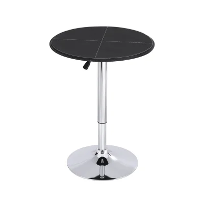 Artiss Modern 360° Swivel Bar Table – 62cm Round PVC Leather, Adjustable Height 71-91cm, Black, Durable & Stylish