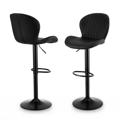 Artiss 2x Black Shell Leather Bar Stools - Adjustable 95-113cm, Swivel, Gas Lift, Modern Design, 120kg Capacity